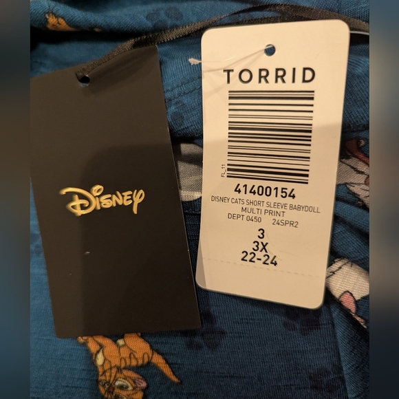 Torrid Disney Cats Short Sleeve Teal Babydoll High Low Top Size 3x NWT - Picture 12 of 13